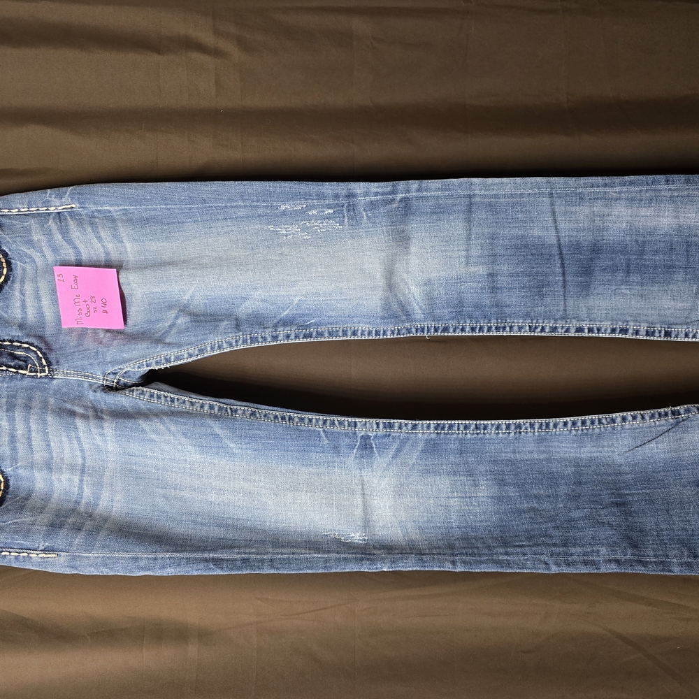 Miss Me Blue Boot Cut Jeans with Distressed Details